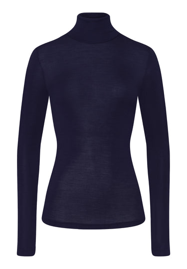Woolen Silk W Wool And Silk Turtleneck | Night Blue 71423-2624